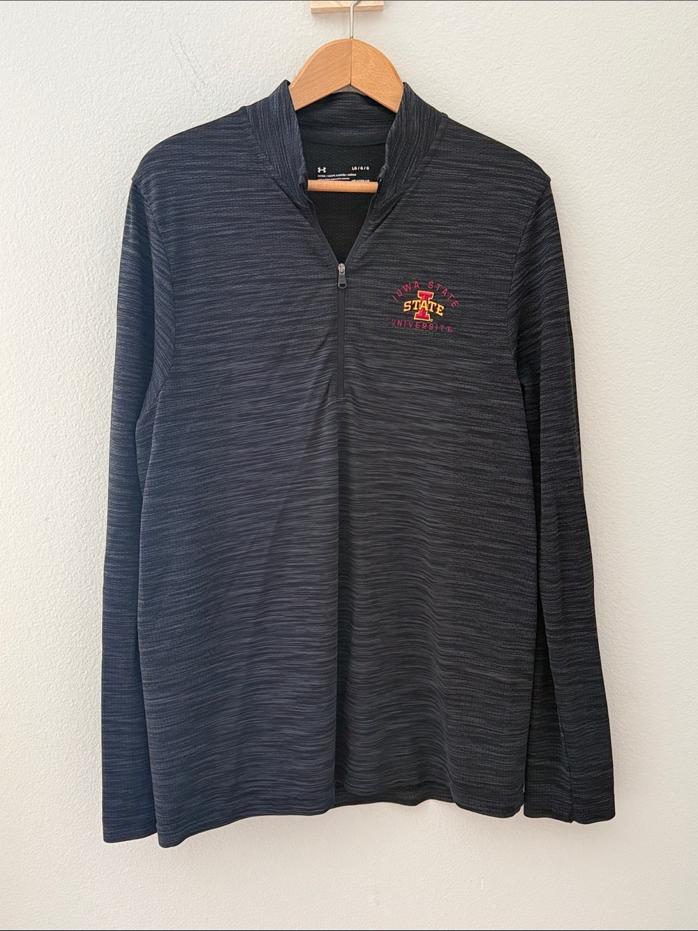 Under‎ Armour Black Heather 1/4 Zip with Red & Gold Iowa State Logo